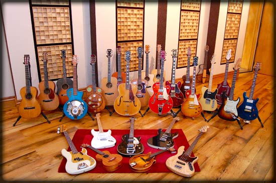 Acoustic and Electric guitars available for music recording sessions