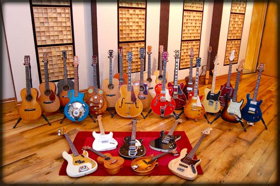 Acoustic and Electric guitars available for music recording sessions