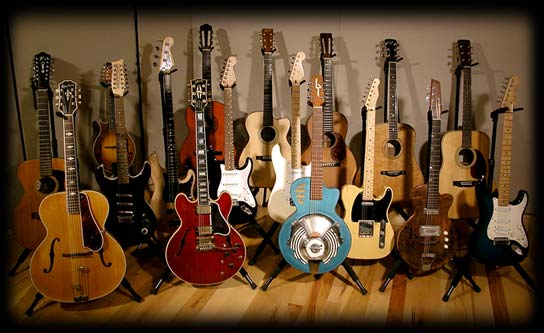 Acoustic and Electric guitars available for music recording sessions